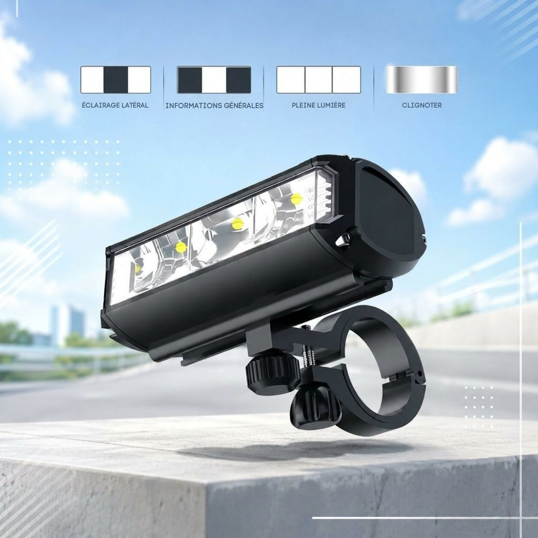 Cervora – Lampe de Vélo LED 900 Lumens Rechargeable