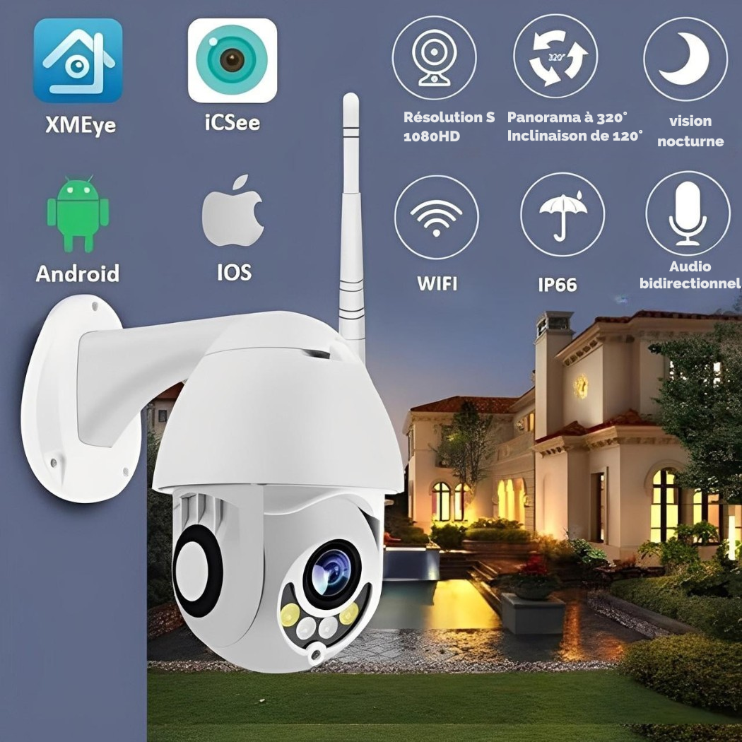 Caméra de Surveillance Wi-Fi Extérieure 1080P IP66 | Cervora