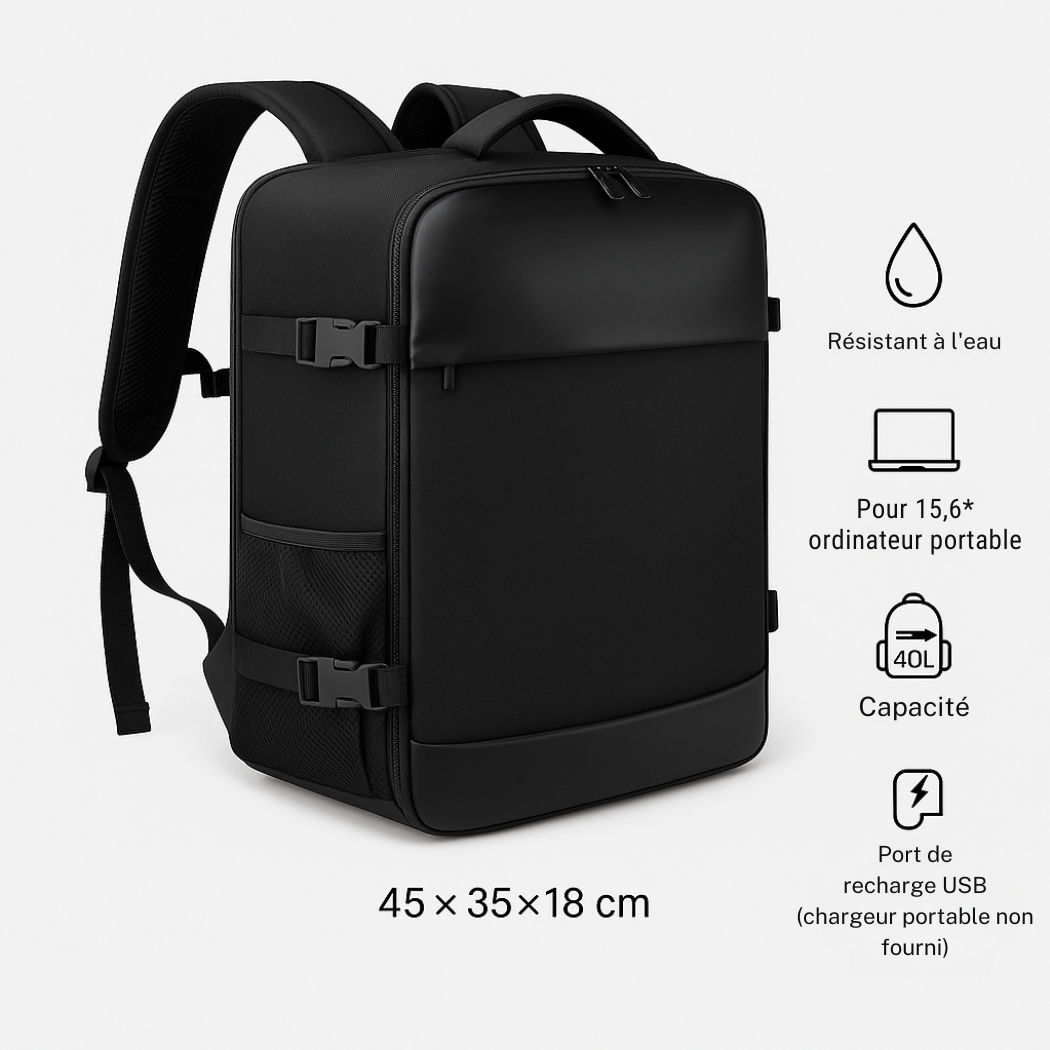 Sac à Dos de Voyage 40L avec Compartiment PC & USB | Cervora