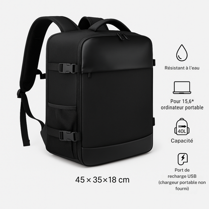 Sac à Dos de Voyage 40L avec Compartiment PC & USB | Cervora