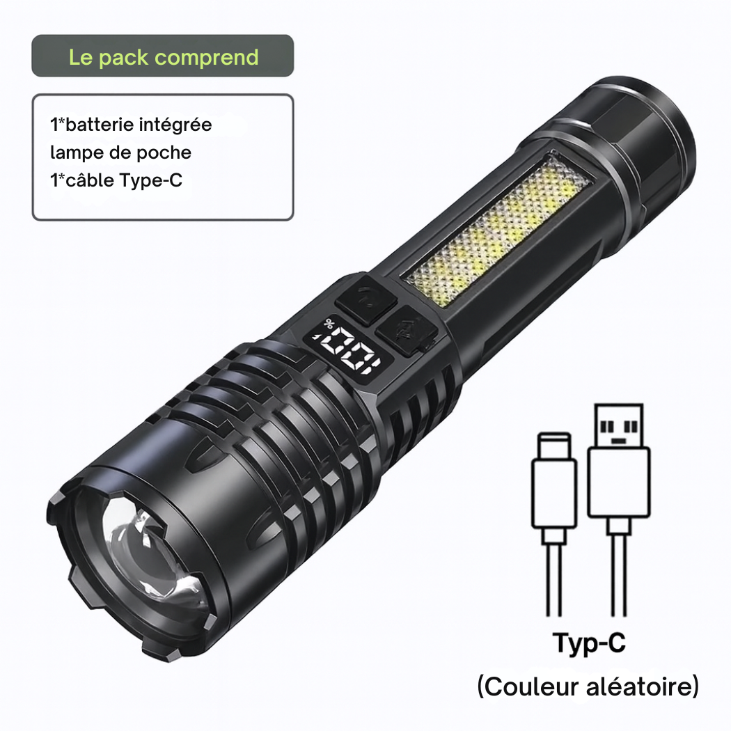 Lampe Torche LED Rechargeable USB-C – 500 m & 5 Modes | Cervora