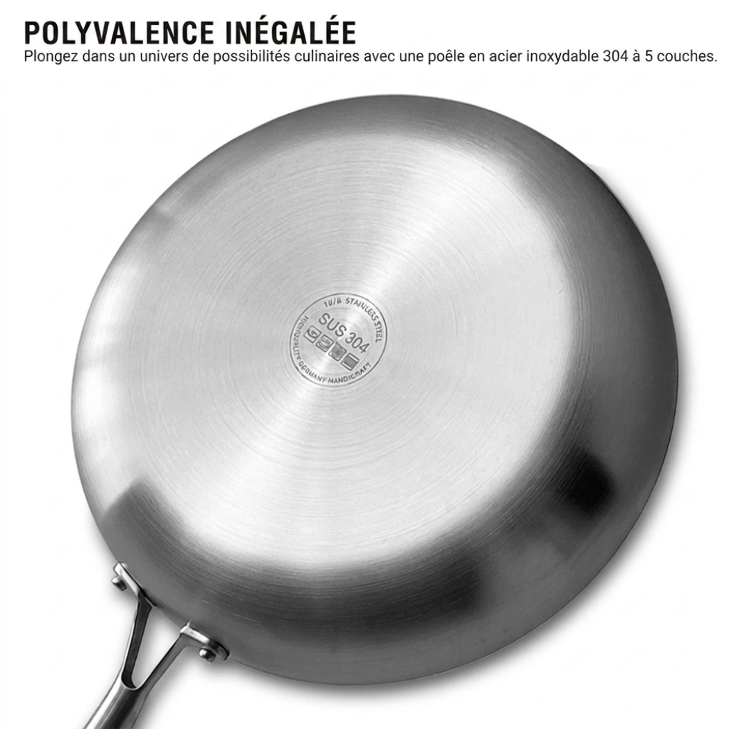 Poêles en Inox Sans PFAS – Compatible Induction | Cervora