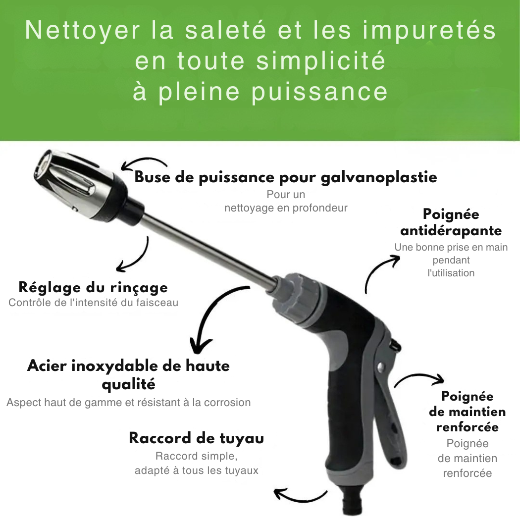 Embout de Nettoyage pour Tuyau d’Arrosage – 3 Jets & Rotation 360° | Cervora