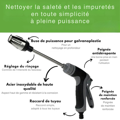 Embout de Nettoyage pour Tuyau d’Arrosage – 3 Jets & Rotation 360° | Cervora