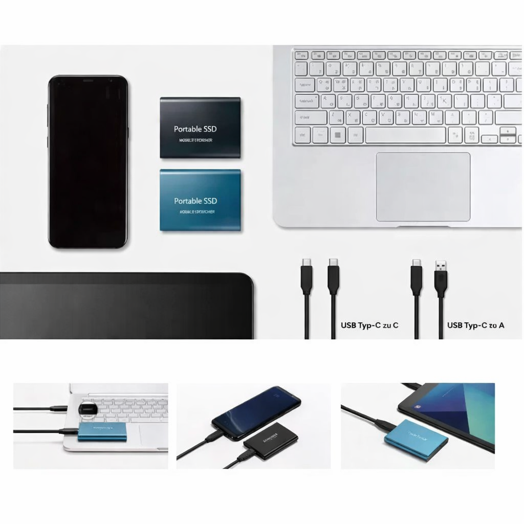 Externe SSD 2 TB – Aluminium-Gehäuse, USB, für PC & Mac