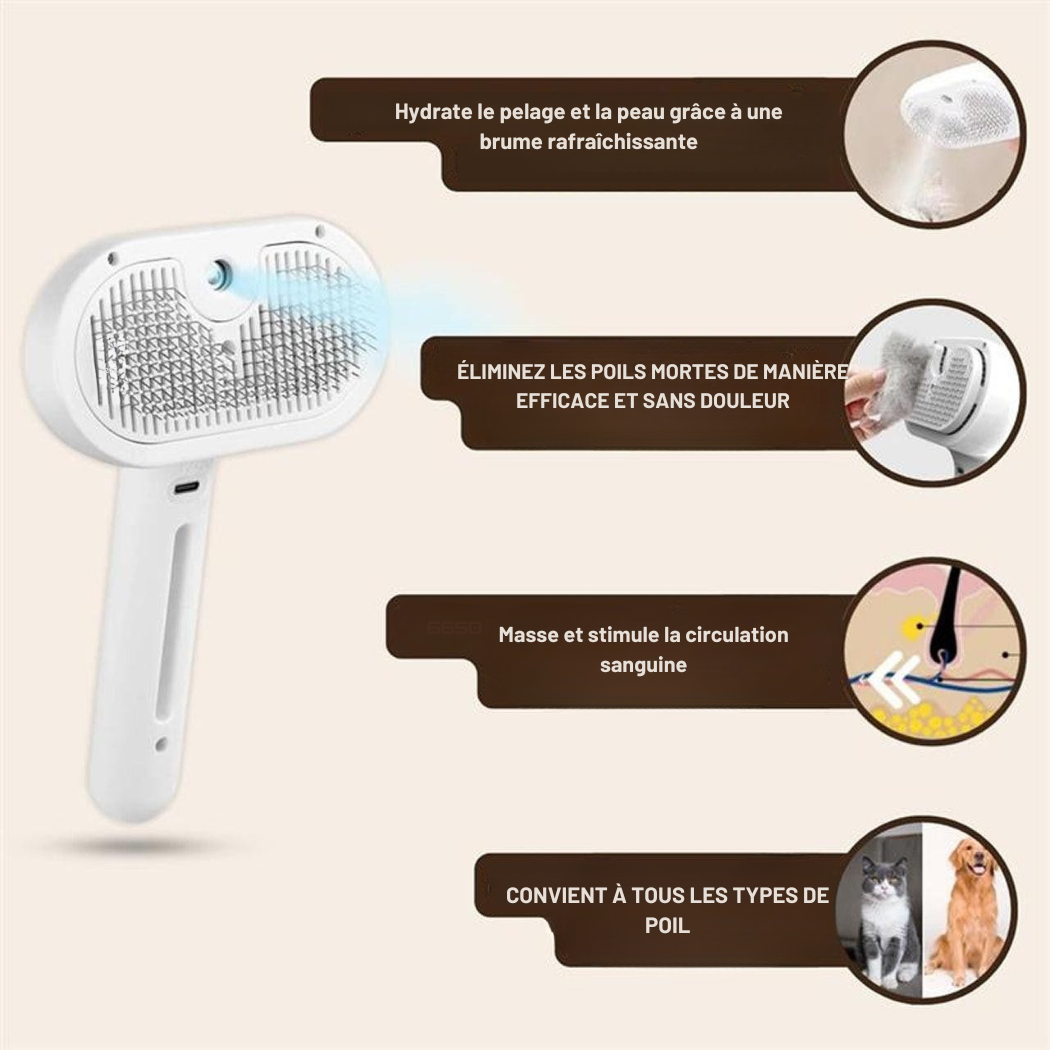 Brosse Vapeur pour Chien & Chat – Anti-Poils Rechargeable | Cervora
