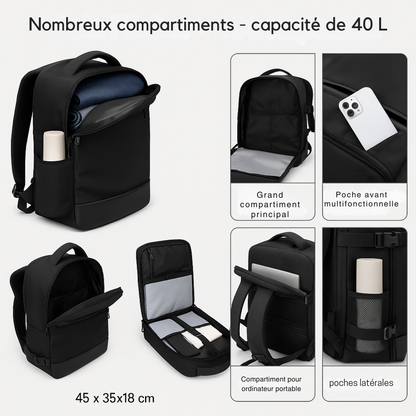 Sac à Dos de Voyage 40L avec Compartiment PC & USB | Cervora