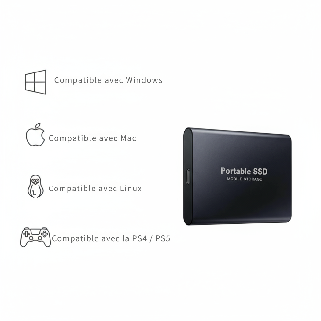 SSD Externe USB-C 1 To / 4 To – Stockage Portable | Cervora
