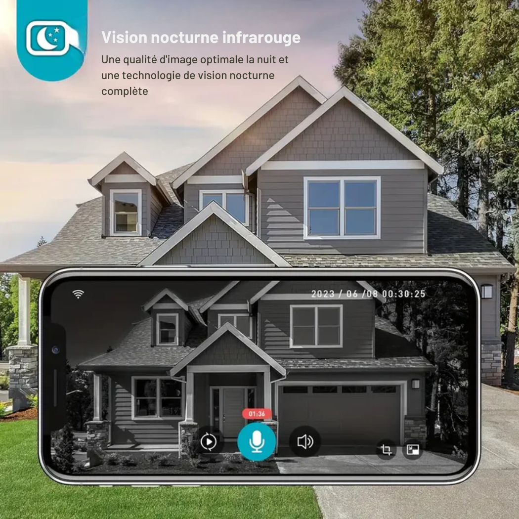 Sonnette vidéo WiFi sans fil – surveillance HD et communication bidirectionnelle