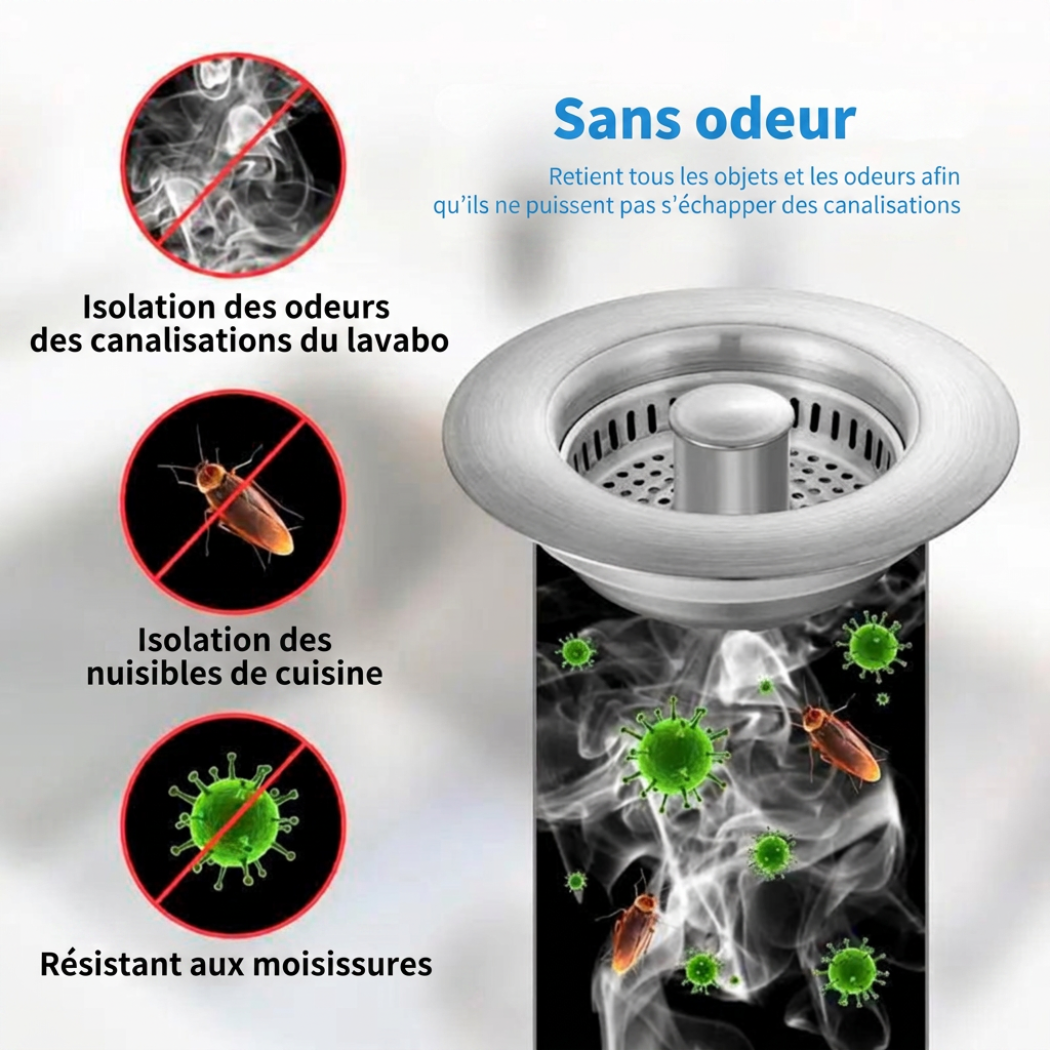 Bouchon Filtrant 3-en-1 pour Évier – Filtre à Résidus | Cervora