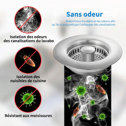Bouchon Filtrant 3-en-1 pour Évier – Filtre à Résidus | Cervora