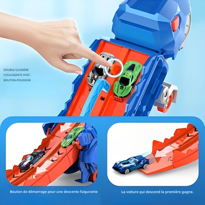 Camion Dinosaure 3-en-1 avec Circuit & 4 Voitures | Cervora