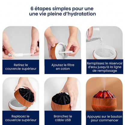 Diffuseur d’Arômes Effet Flamme LED – 2 Modes de Brume | Cervora