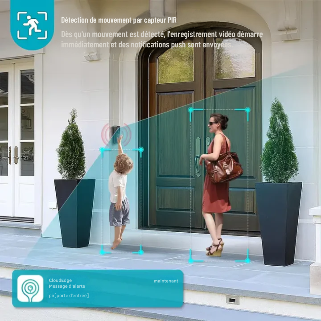 Sonnette vidéo WiFi sans fil – surveillance HD et communication bidirectionnelle