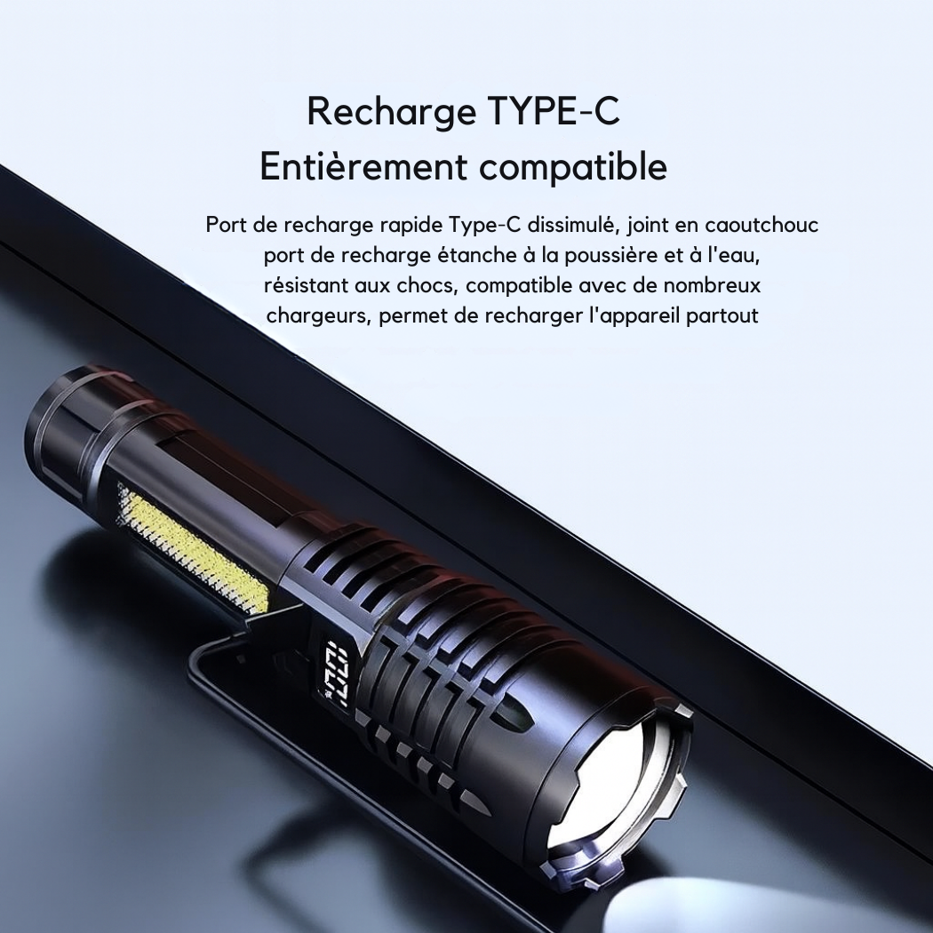 Lampe Torche LED Rechargeable USB-C – 500 m & 5 Modes | Cervora