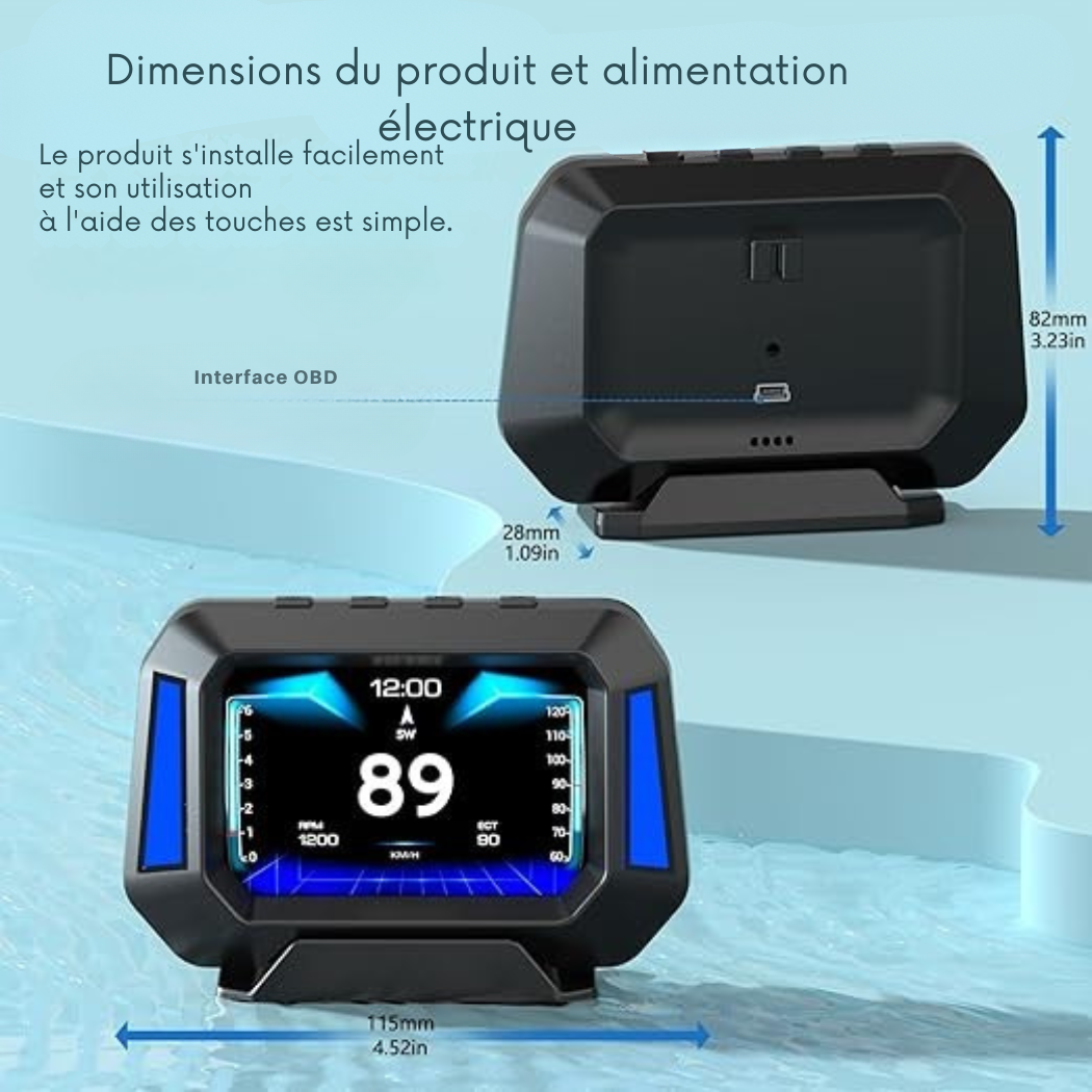 Écran HUD LCD pour Voiture – Données de Conduite en Temps Réel | Cervora