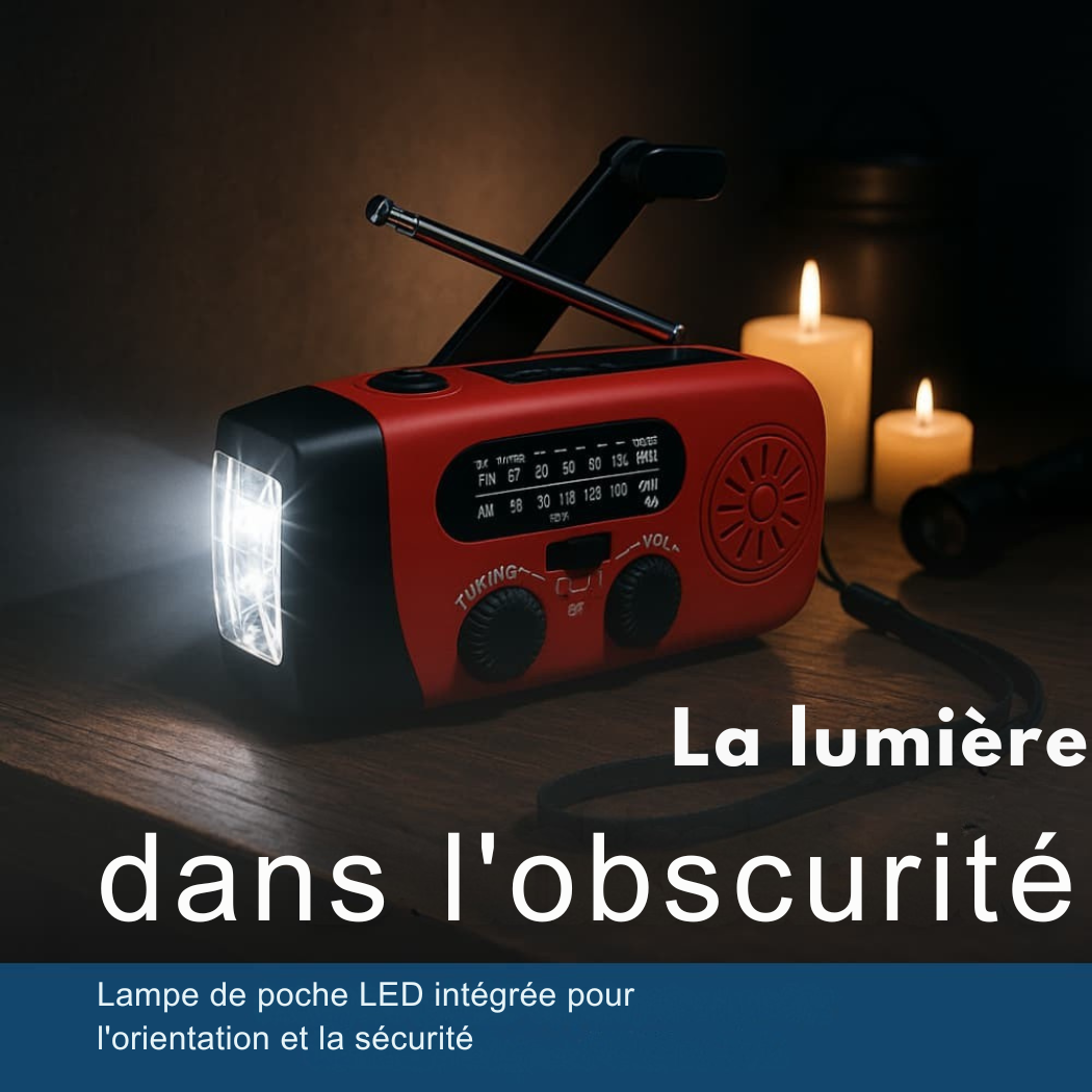 Radio d’Urgence Solaire avec Manivelle & Lampe LED | Cervora