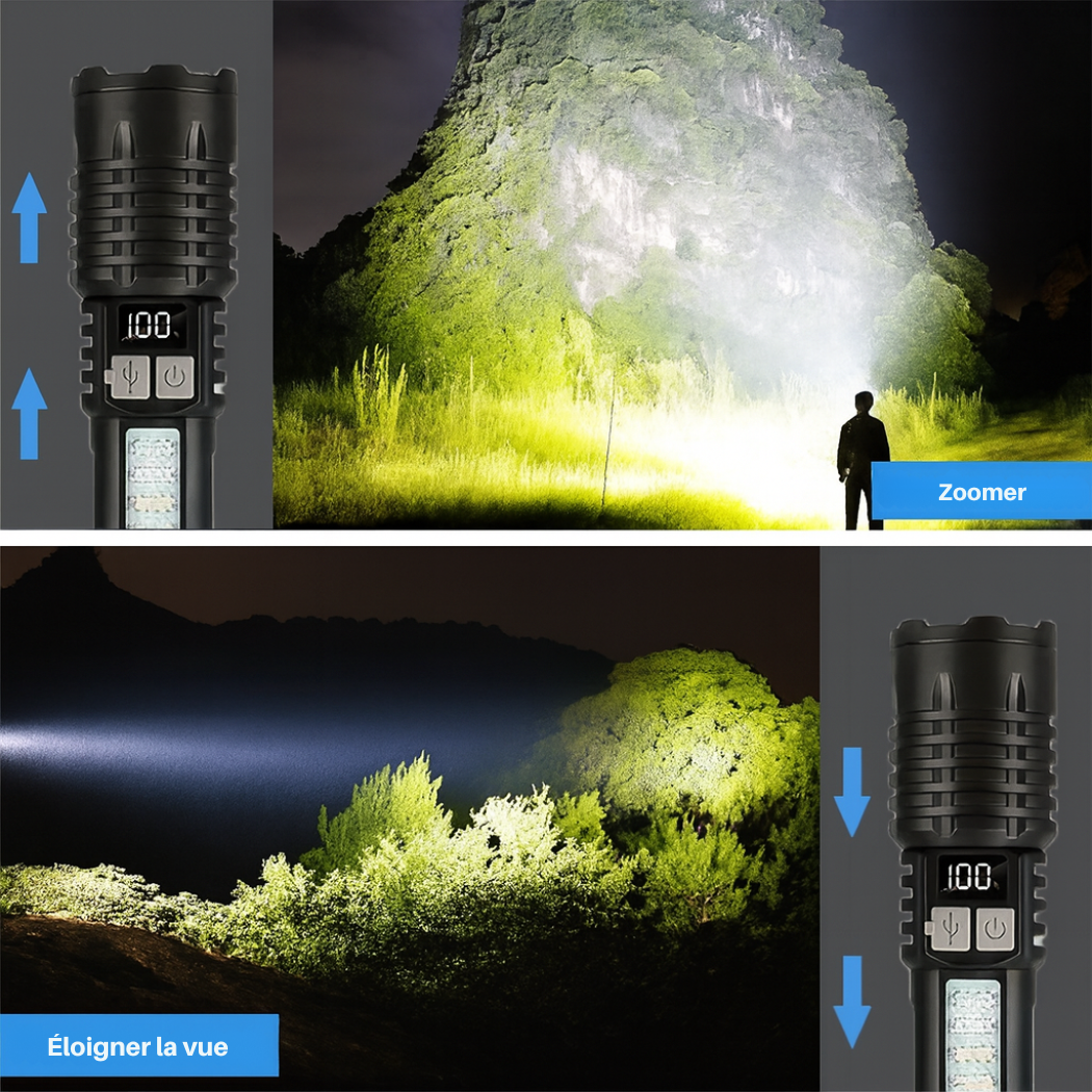 Lampe Torche LED Rechargeable USB-C – 500 m & 5 Modes | Cervora