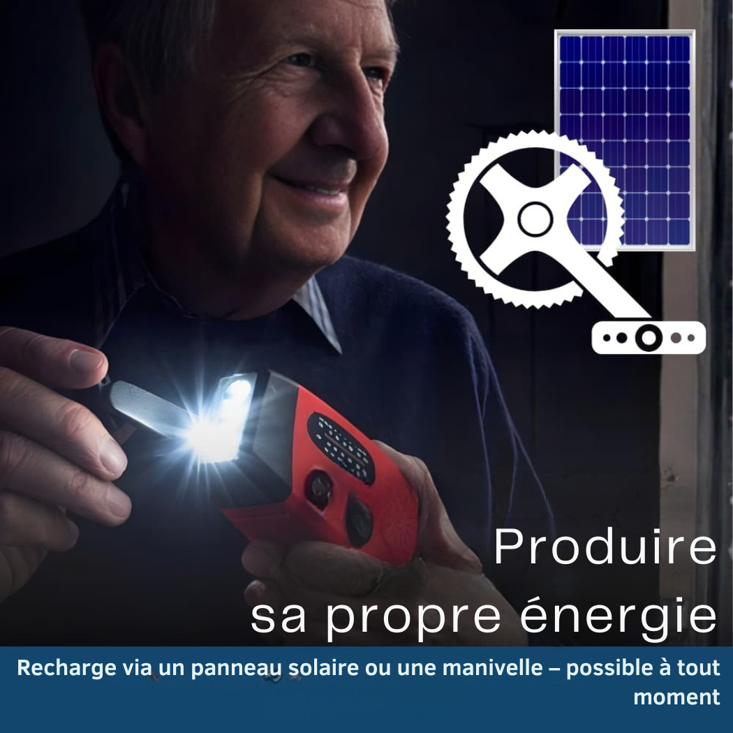 Radio d’Urgence Solaire avec Manivelle & Lampe LED | Cervora
