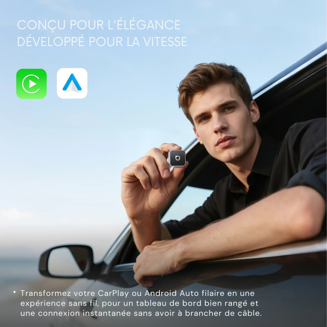 Cervora Mini Cube 3.0 – Adaptateur CarPlay & Android Auto Sans Fil