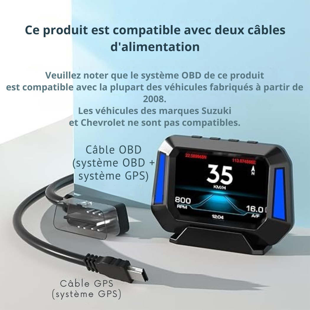 Écran HUD LCD pour Voiture – Données de Conduite en Temps Réel | Cervora