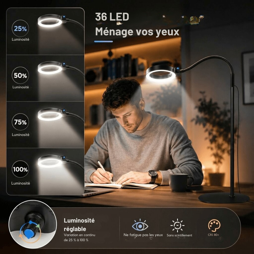 Cervora – Lampe Loupe LED 5× avec 60 LED