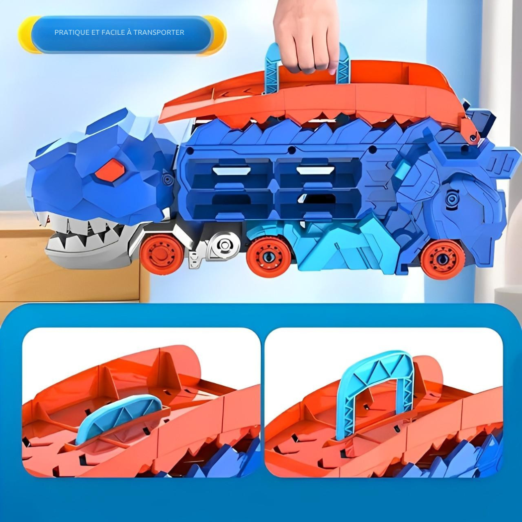 Camion Dinosaure 3-en-1 avec Circuit & 4 Voitures | Cervora