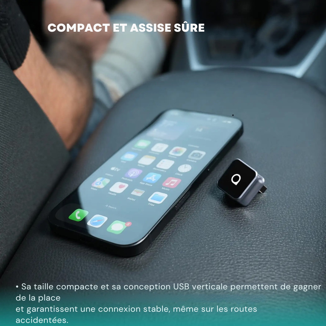 Cervora Mini Cube 3.0 – Adaptateur CarPlay & Android Auto Sans Fil