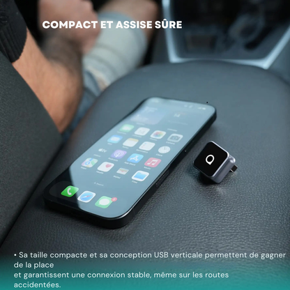 Cervora Mini Cube 3.0 – Adaptateur CarPlay & Android Auto Sans Fil