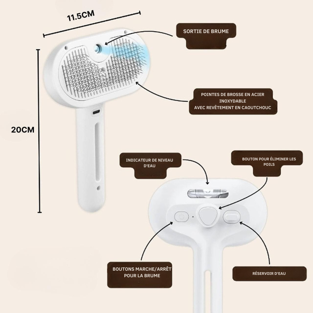 Brosse Vapeur pour Chien & Chat – Anti-Poils Rechargeable | Cervora
