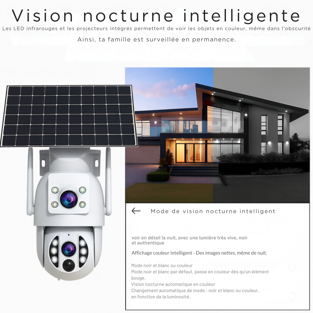 Caméra de Surveillance Solaire WiFi 4K – Sans Fil & IP66 | Cervora