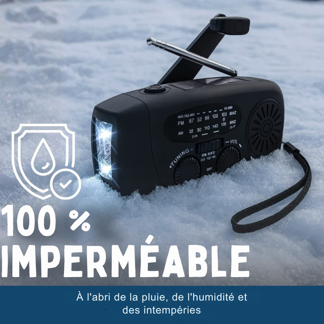 Radio d’Urgence Solaire avec Manivelle & Lampe LED | Cervora