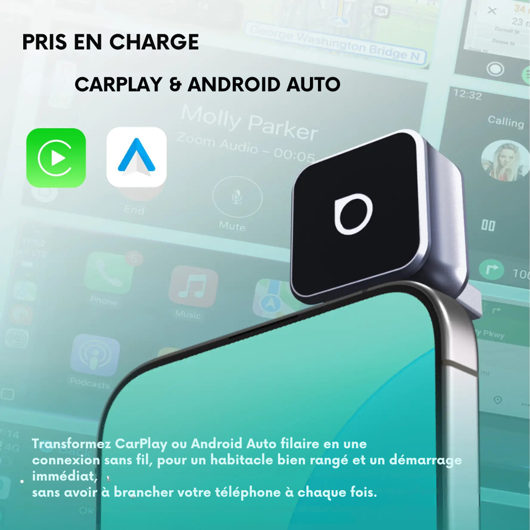Cervora Mini Cube 3.0 – Adaptateur CarPlay & Android Auto Sans Fil