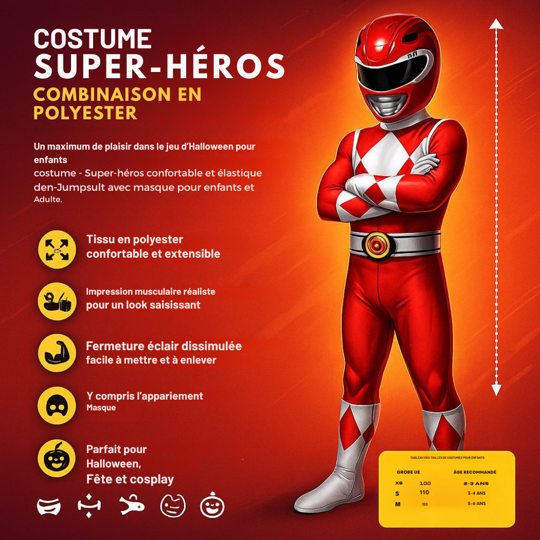 Costume Super-Héros Enfant & Adulte avec Masque | Cervora