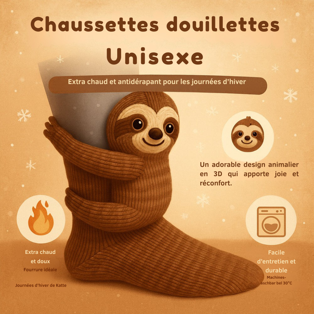 Chaussettes Pilou-Pilou Antidérapantes – Motif Animal 3D | Cervora
