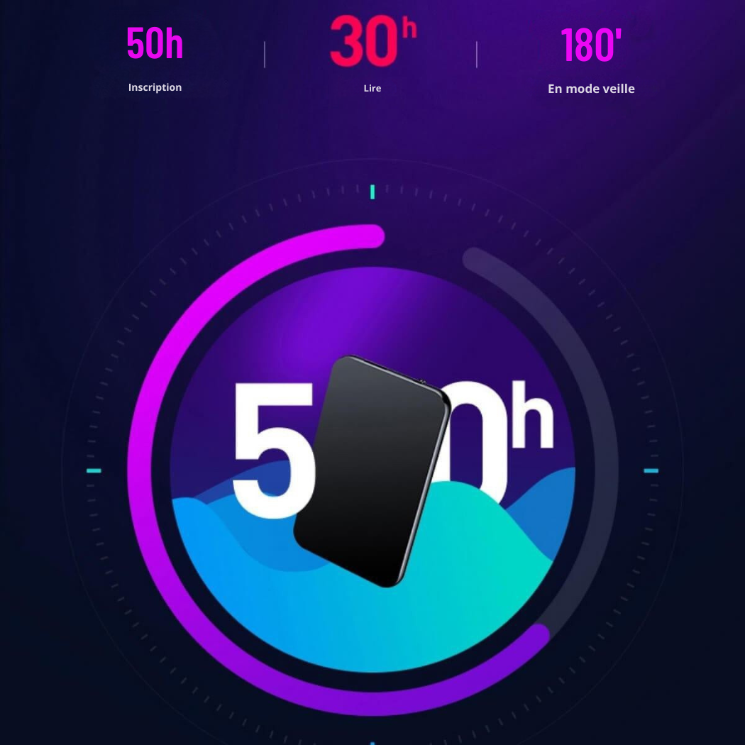 Mini Enregistreur Vocal 8 Go – Jusqu’à 50 h d’Autonomie | Cervora