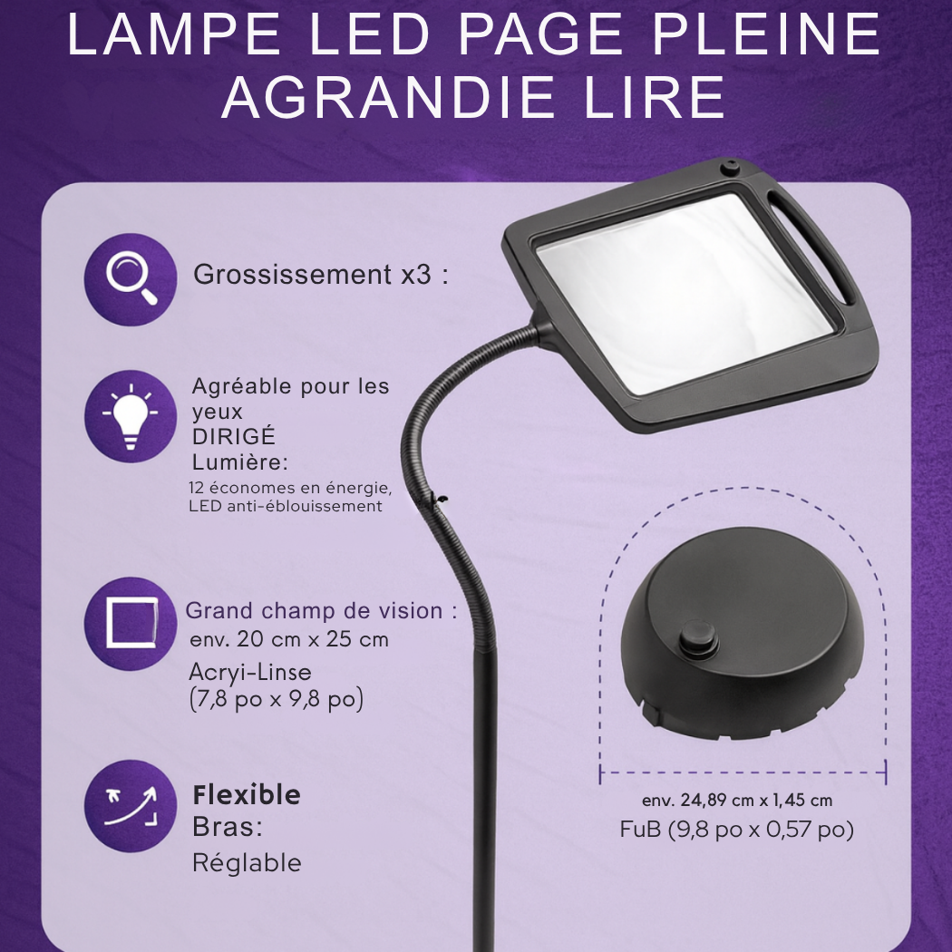 Loupe sur Pied avec Lampe LED – Grossissement 3× | Cervora