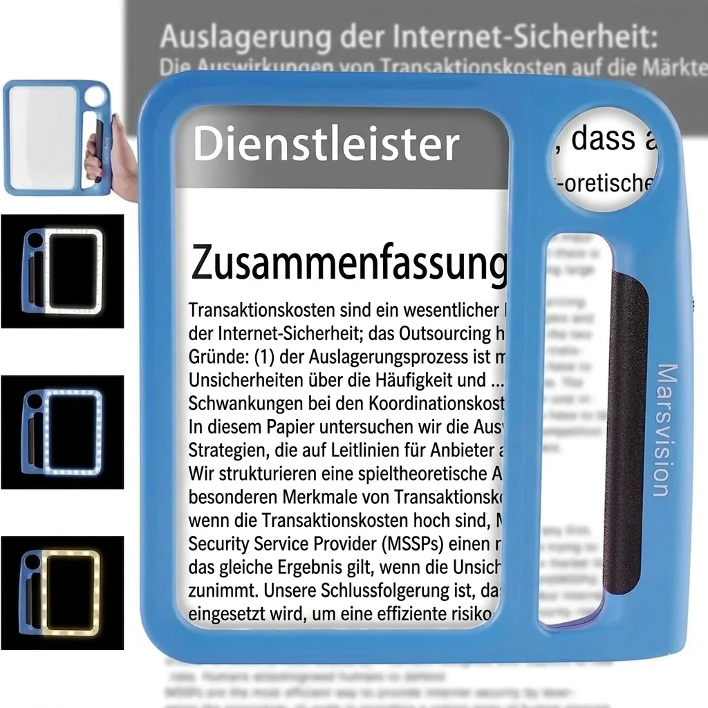 LED Leselupe 5x & 10x – 48 LEDs, großes Acrylglas, USB oder Batterie