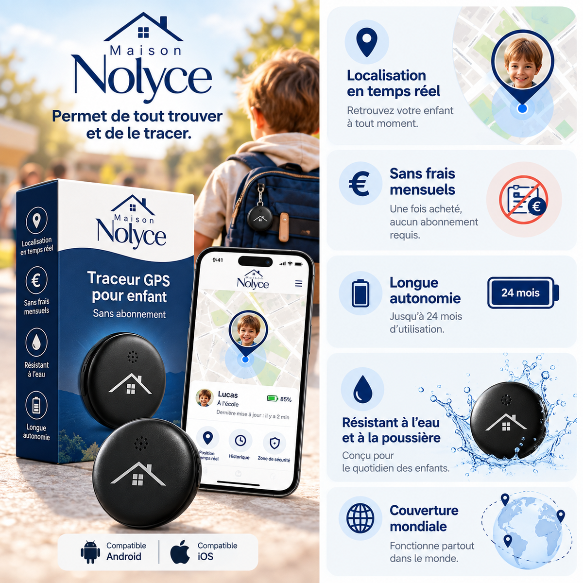 Traceur GPS Enfant Sans Abonnement – Localisation Smartphone | Cervora