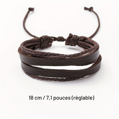 Set de 4 Bracelets en Cuir & Bois – Style Naturel et Élégant | Cervora