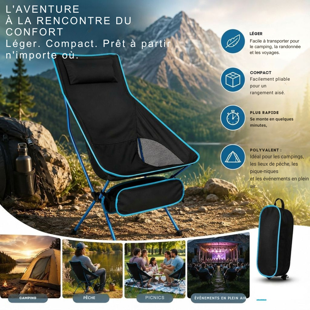 Cervora – Chaise de Camping Pliante Ultralégère 150 kg