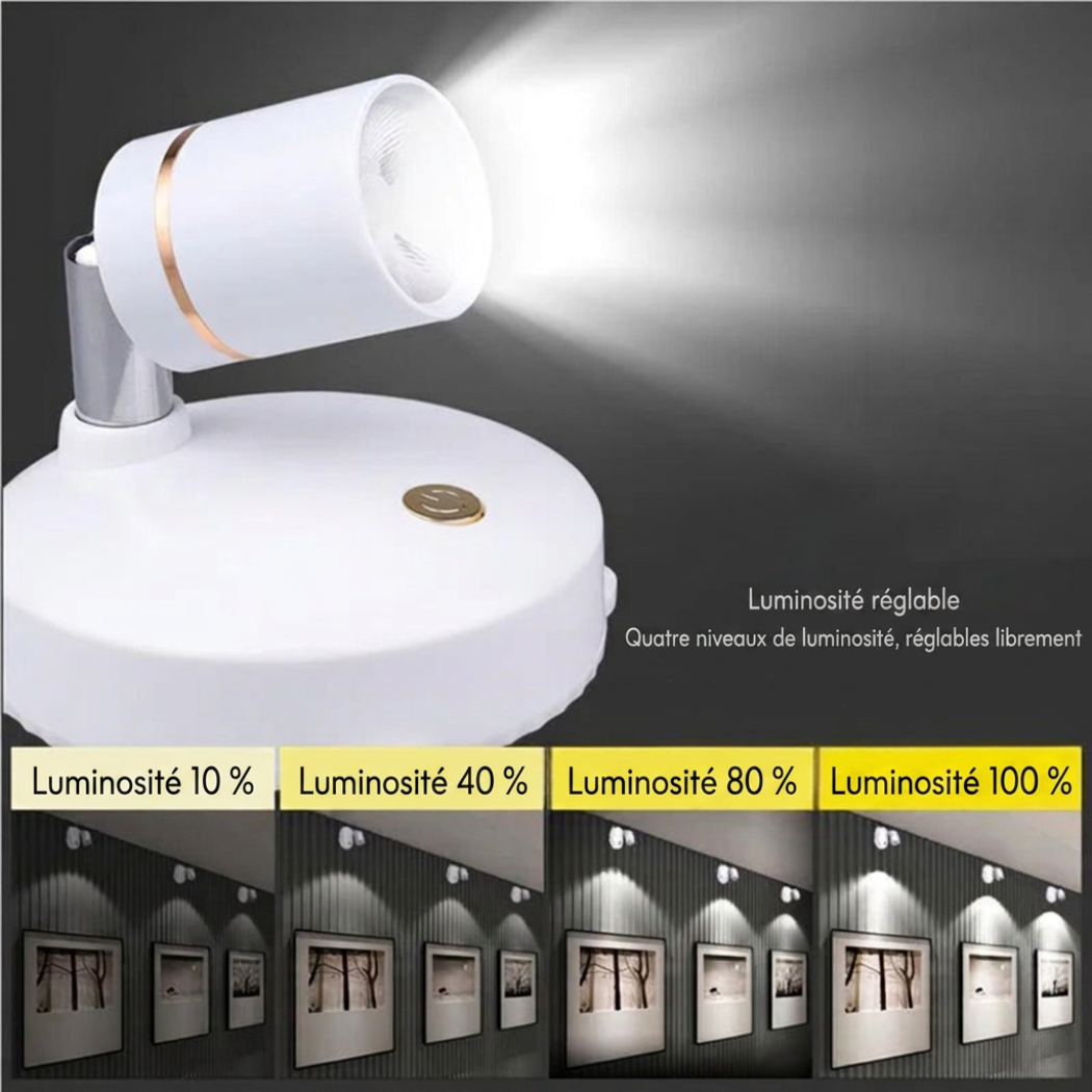 Spot LED Sans Fil – Dimmable avec Télécommande | Cervora