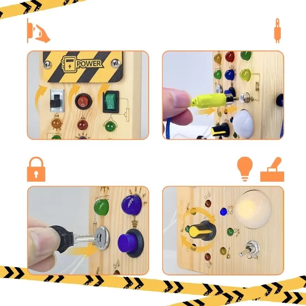 Montessori-Beschäftigungsbrett mit LED-Leuchten