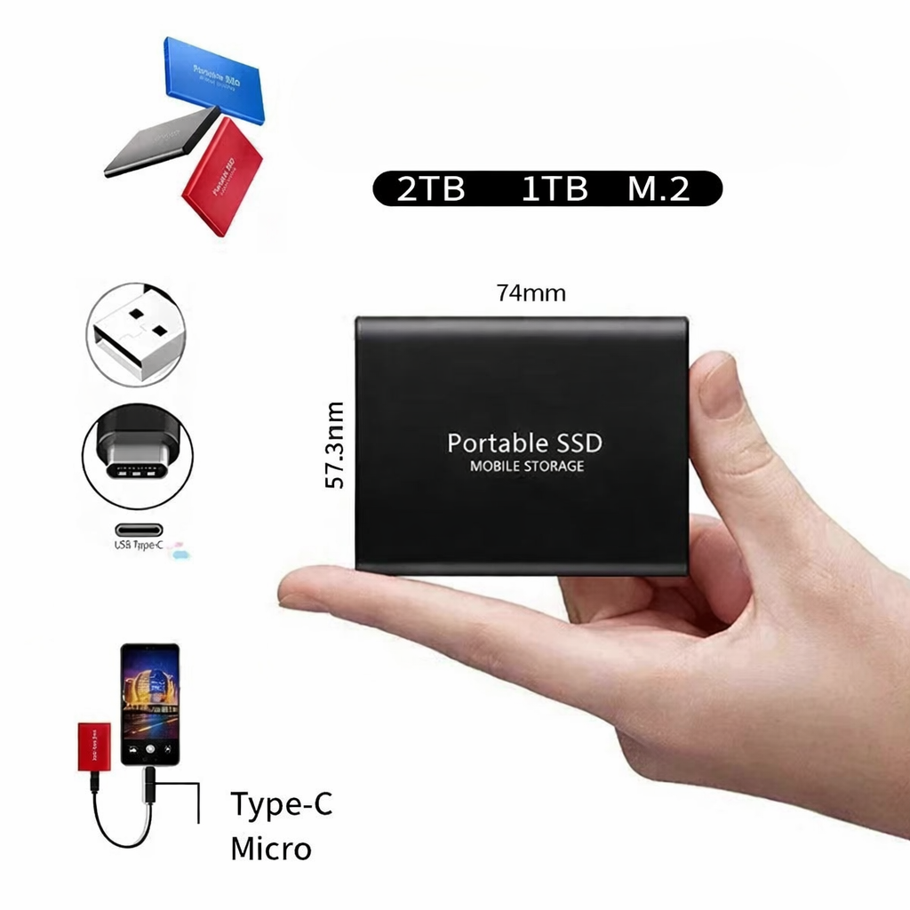 Externe SSD 2 TB – Aluminium-Gehäuse, USB, für PC & Mac