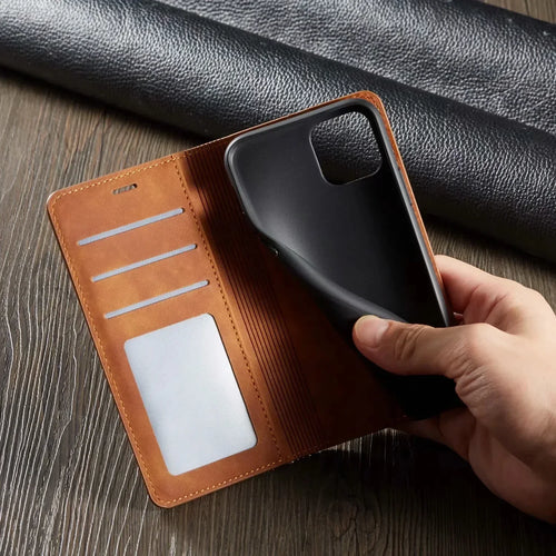 Sandsberg | iPhone Leder-Wallet-Hülle | Magnetische Kartenhalter-Funktion | Mehrere Farben
